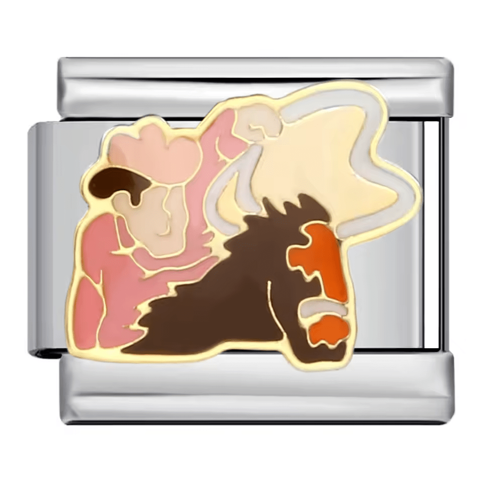 Cowboy on horse Italian charm 9mm western style