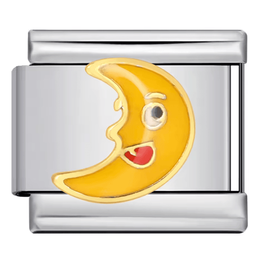 Crescent moon Italian charm 9mm stainless steel bracelet link