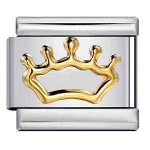 Crown symbol Italian charm 9mm stainless steel bracelet link