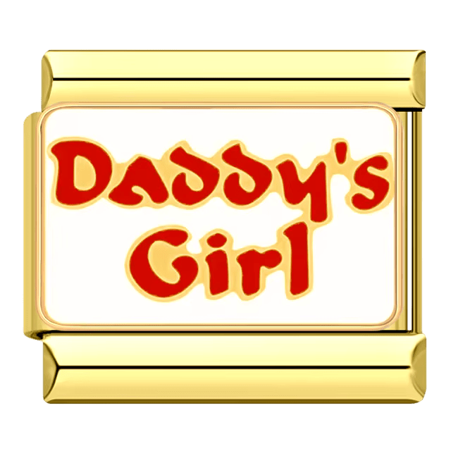 Daddy’s Girl Italian charm bracelet link 9mm close-up by Charmette