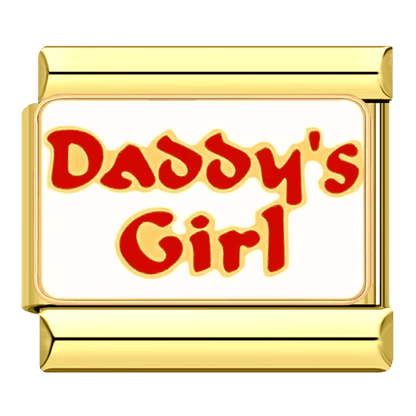Daddy’s Girl Italian charm bracelet link 9mm close-up by Charmette