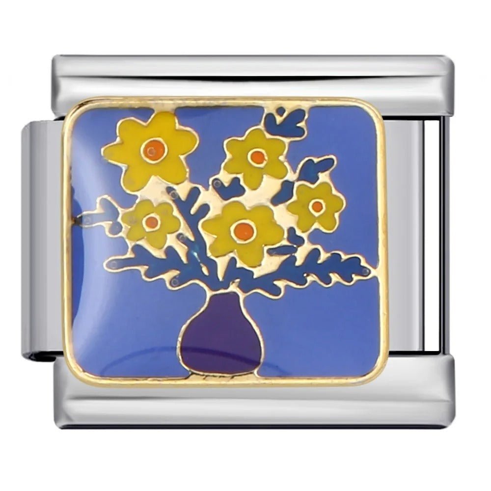 Daisies Italian charm 9mm floral bouquet design