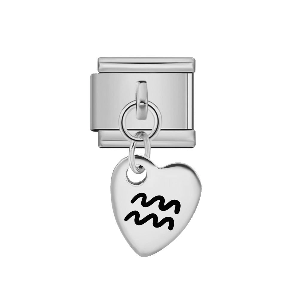 Dangling Aquarius zodiac 9mm Italian charm by Charmette compatible with all Italian charm bracelets