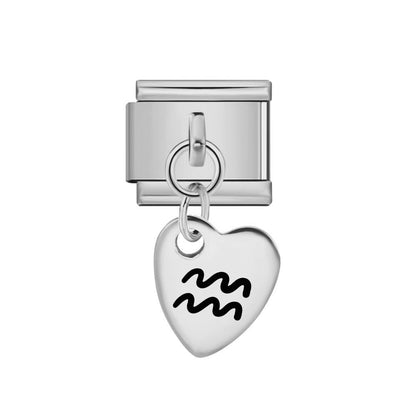 Dangling Aquarius zodiac 9mm Italian charm by Charmette compatible with all Italian charm bracelets