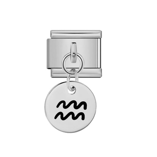 Dangling Aquarius zodiac Italian charm 9mm