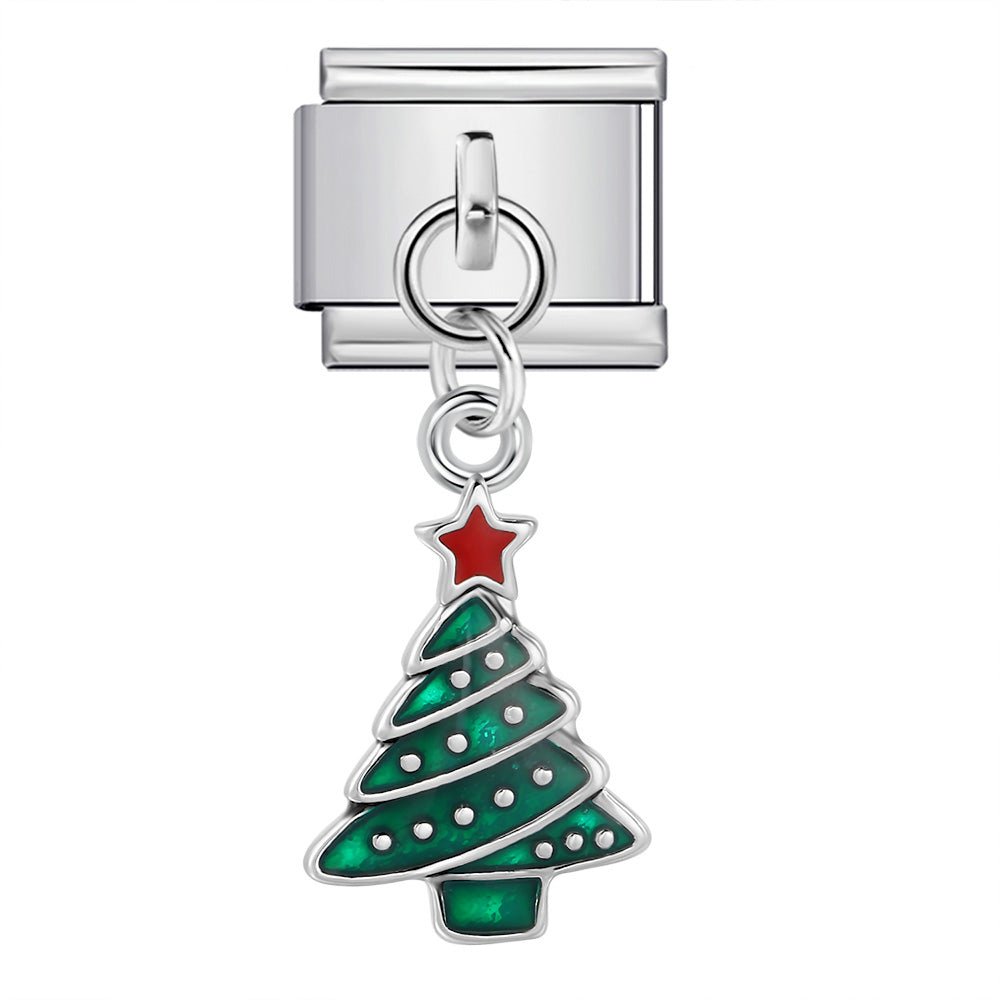 Dangling Christmas tree Italian charm 9mm