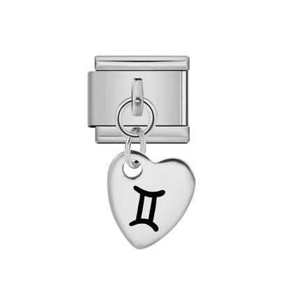 Dangling Gemini 9mm Italian charm by Charmette compatible with all Italian charm bracelets