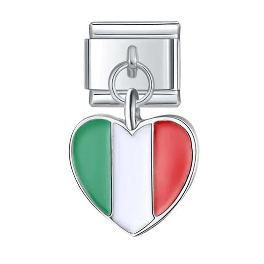 Dangling Italy flag heart Italian charm 9mm bracelet link