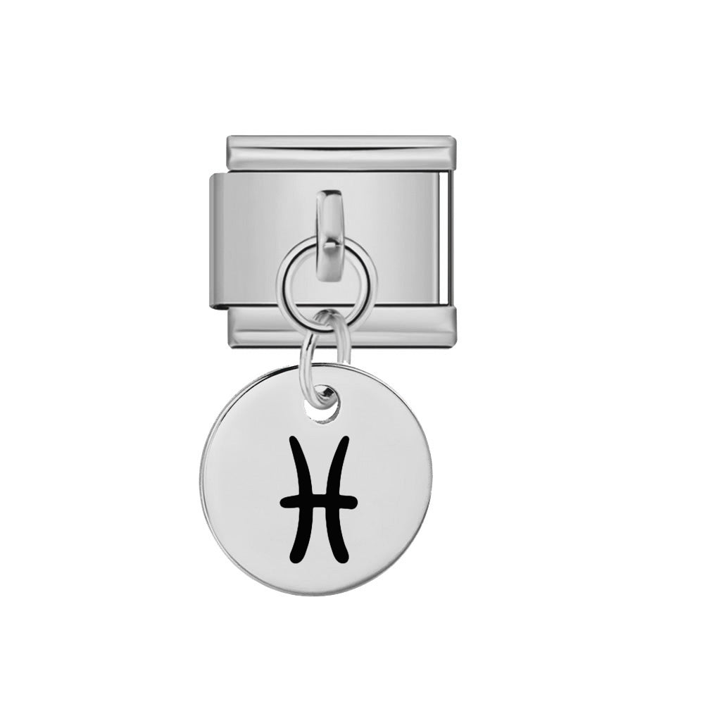 Dangling Pisces zodiac Italian charm 9mm