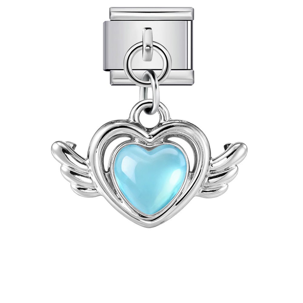 Dangling angel heart 9mm Italian charm by Charmette compatible with all Italian charm bracelets