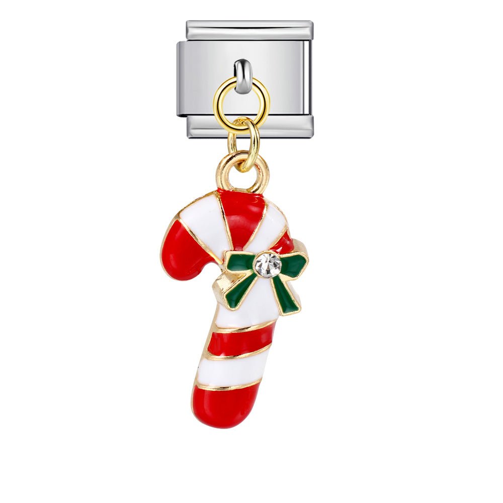 Dangling candy cane Italian charm 9mm