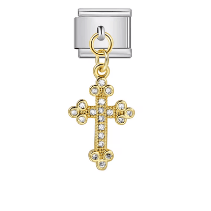 Dangling cross 9mm Italian charm silver