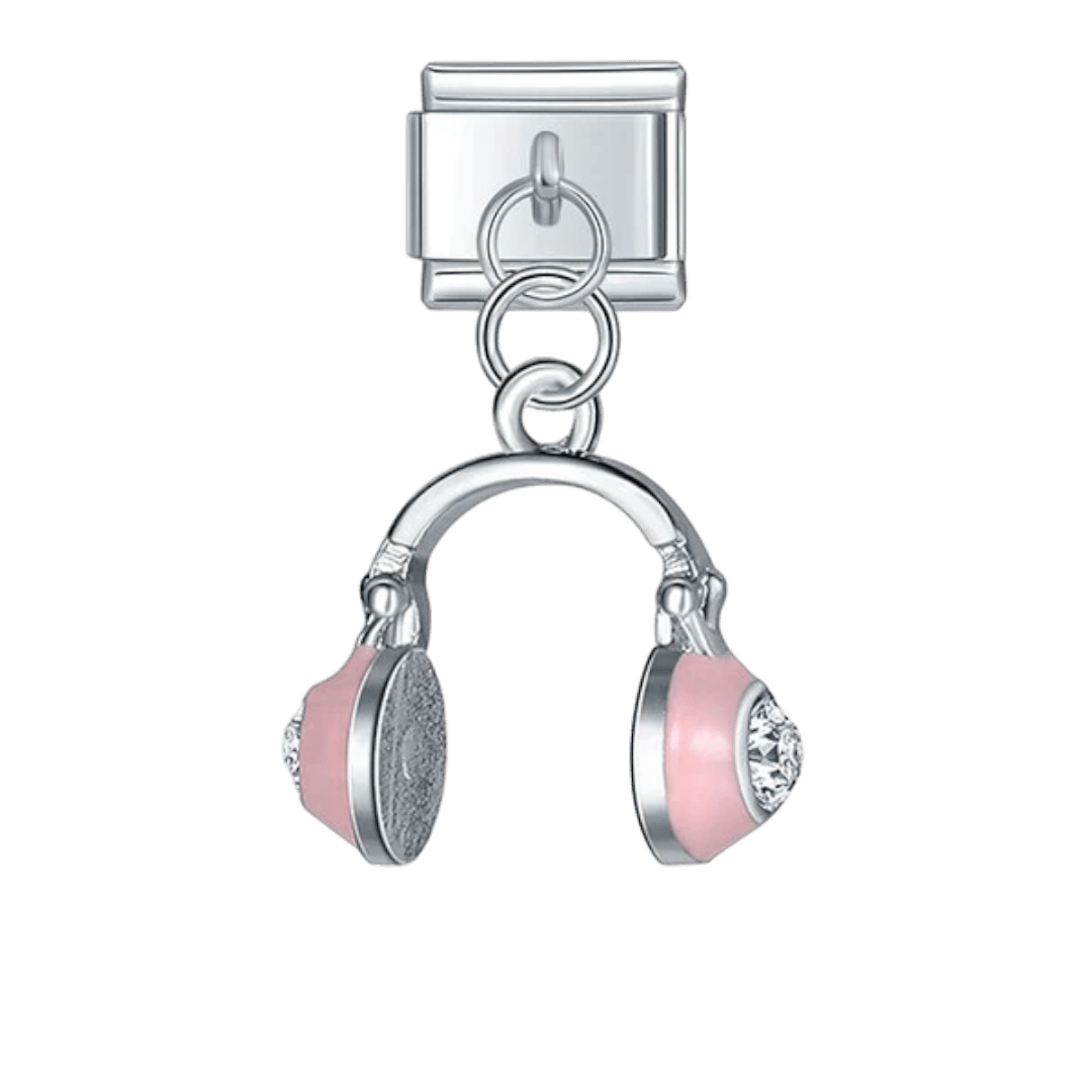 Dangling headphones music Italian charm 9mm bracelet link