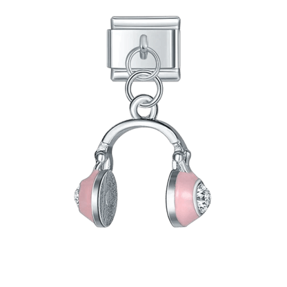 Dangling headphones music Italian charm 9mm bracelet link