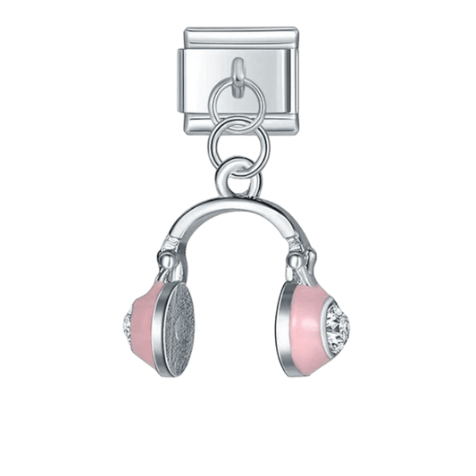 Dangling headphones music Italian charm 9mm bracelet link