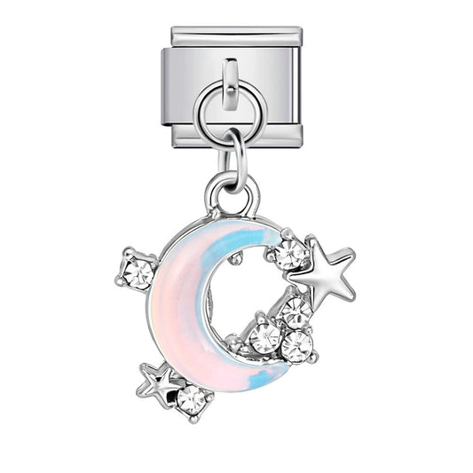 Dangling moon 9mm Italian charm by Charmette compatible with all Italian charm bracelets