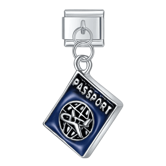 Dangling passport travel Italian charm 9mm bracelet link