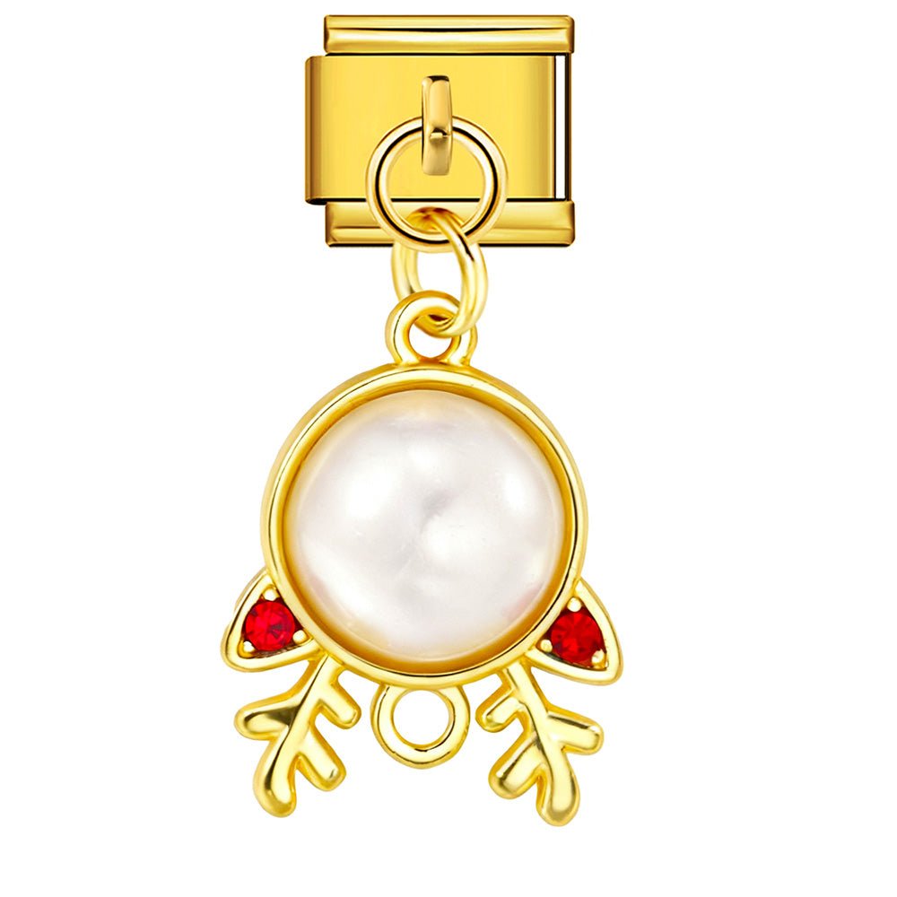 Dangling pearl 9mm Italian charm by Charmette compatible with all Italian charm bracelets