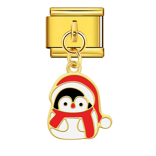 Dangling penguin Italian charm 9mm