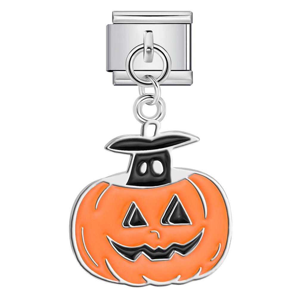 Dangling pumpkin Halloween Italian charm 9mm