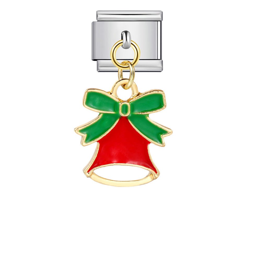 Dangling red bell Italian charm 9mm