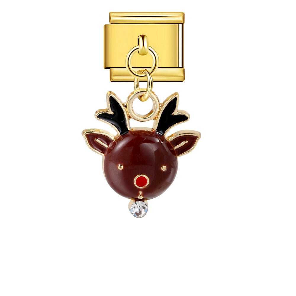 Dangling reindeer Italian charm 9mm Gold