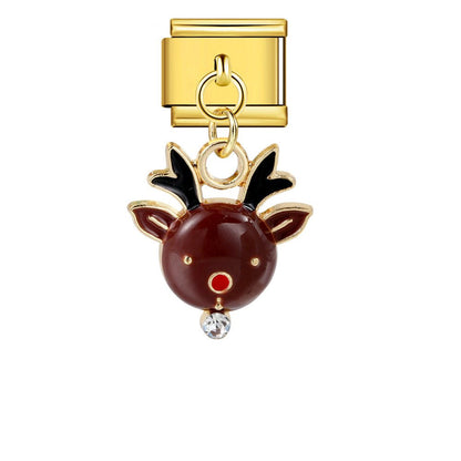 Dangling reindeer Italian charm 9mm Gold
