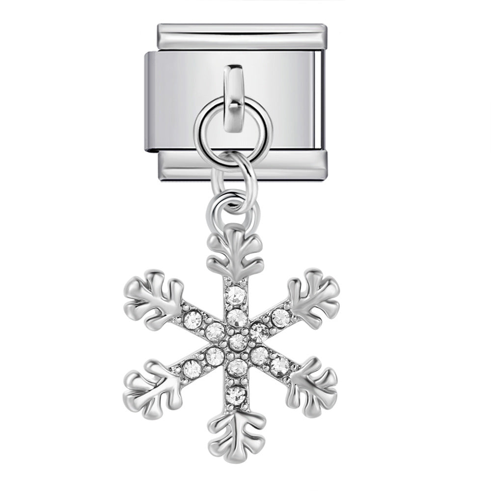 Dangling snowflake Italian charm 9mm