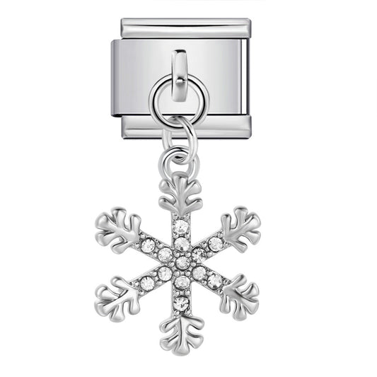 Dangling snowflake Italian charm 9mm