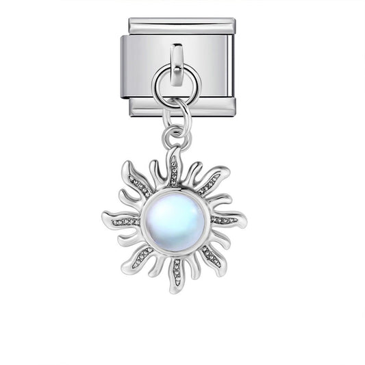 Dangling sun pearl Italian charm 9mm