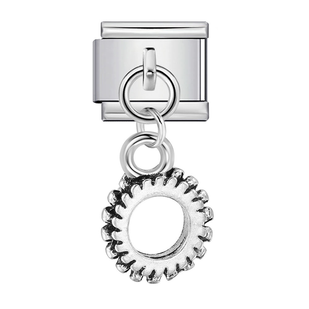 Dangling white sun Italian charm 9mm