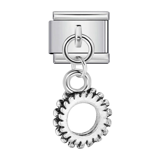 Dangling white sun Italian charm 9mm