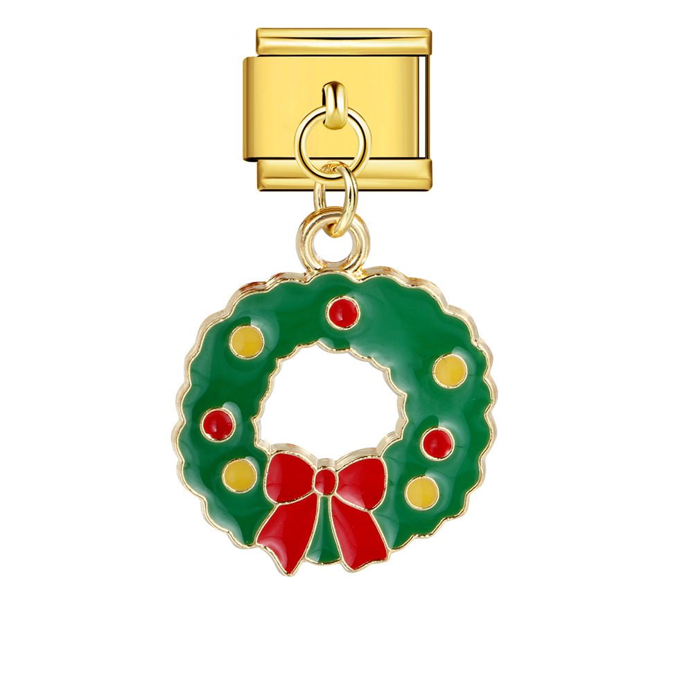 Dangling wreath Italian charm 9mm Gold