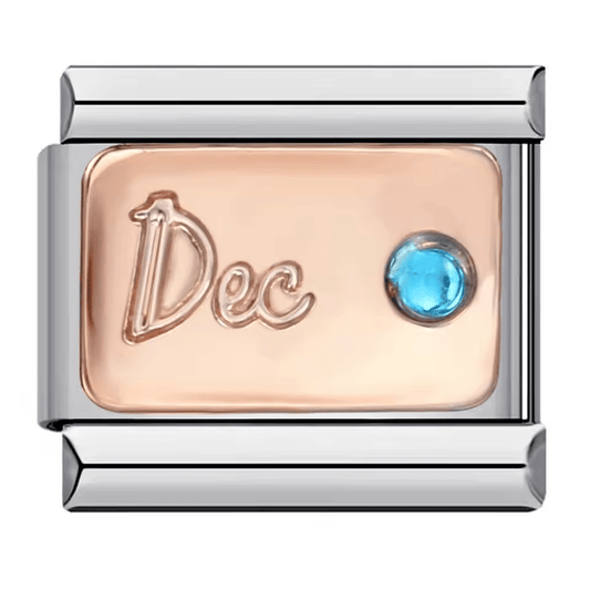 December birthstone Italian charm 9mm with blue stone