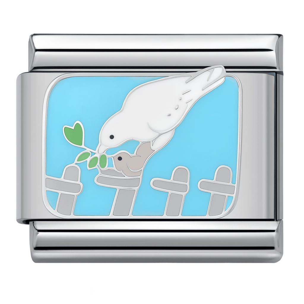 Dove with olive branch Italian charm 9mm