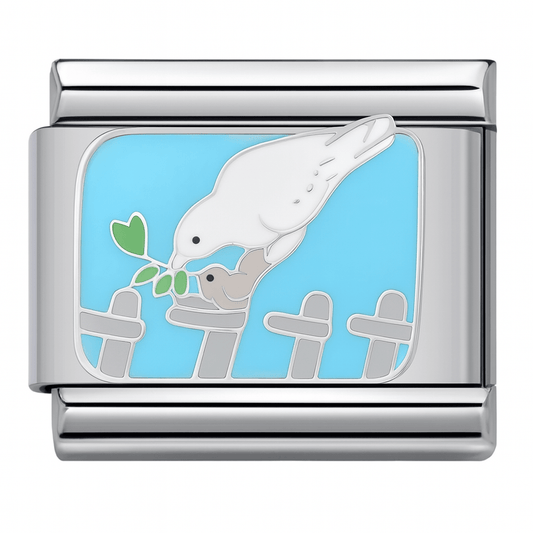 Dove with olive branch Italian charm 9mm