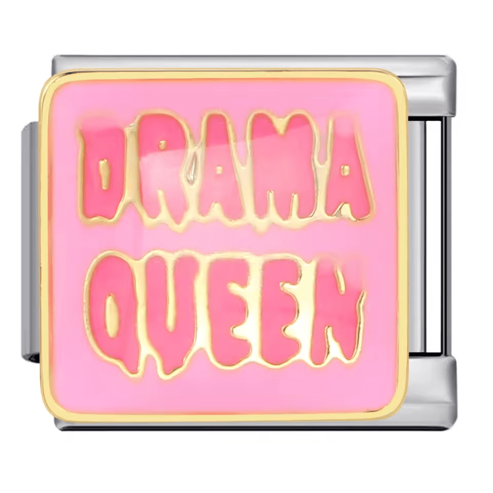 Drama Queen pink Italian charm 9mm bracelet link
