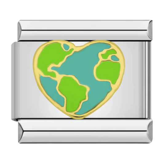 Earth Day Italian charm for Italian charm bracelet in stainless steel eco jewelry design
