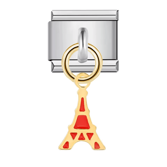 Eiffel Tower Italian charm 9mm with red enamel Paris landmark design