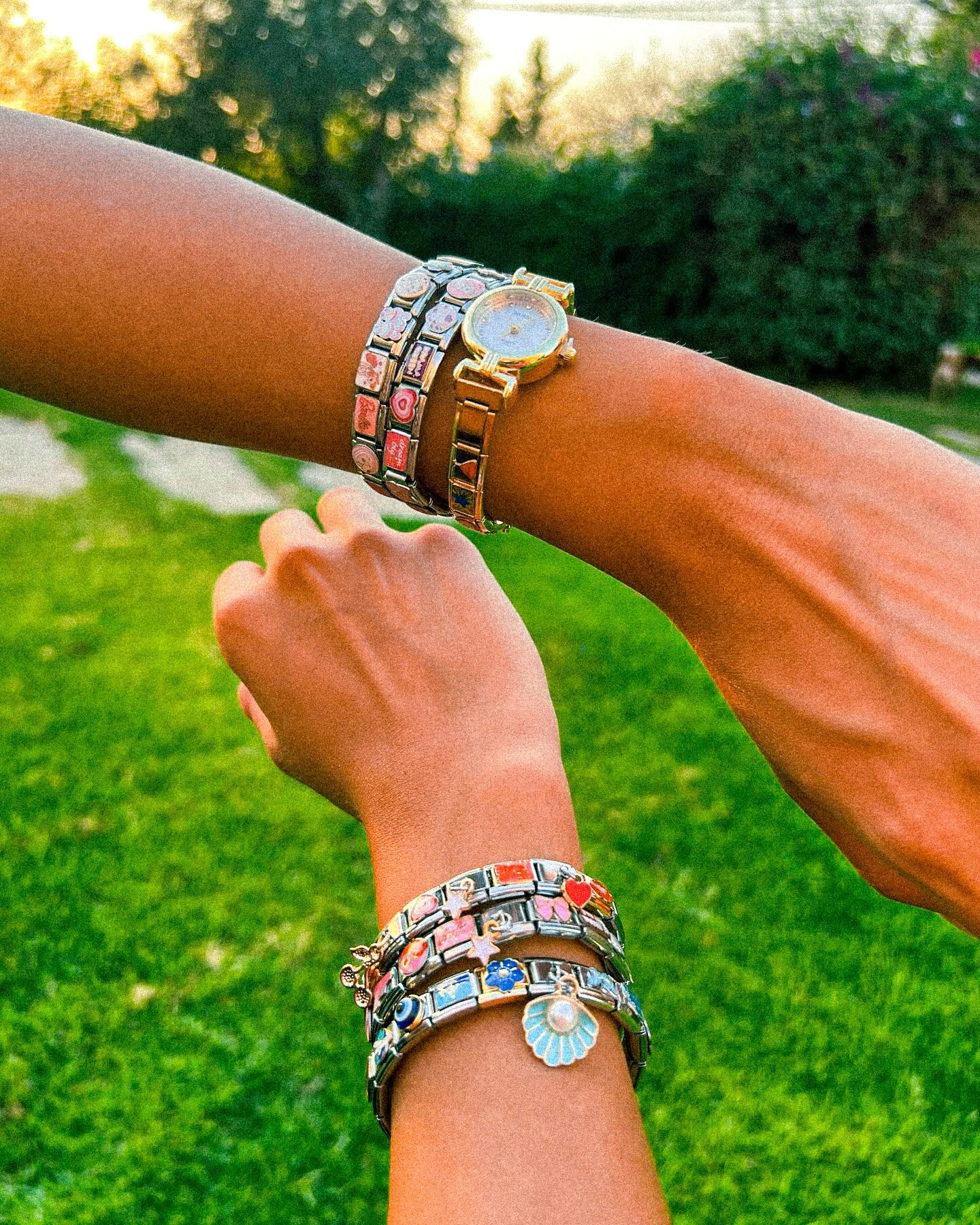 Elegant 9mm Italian charm bracelet featuring custom Italian charms, charm bracelet for women