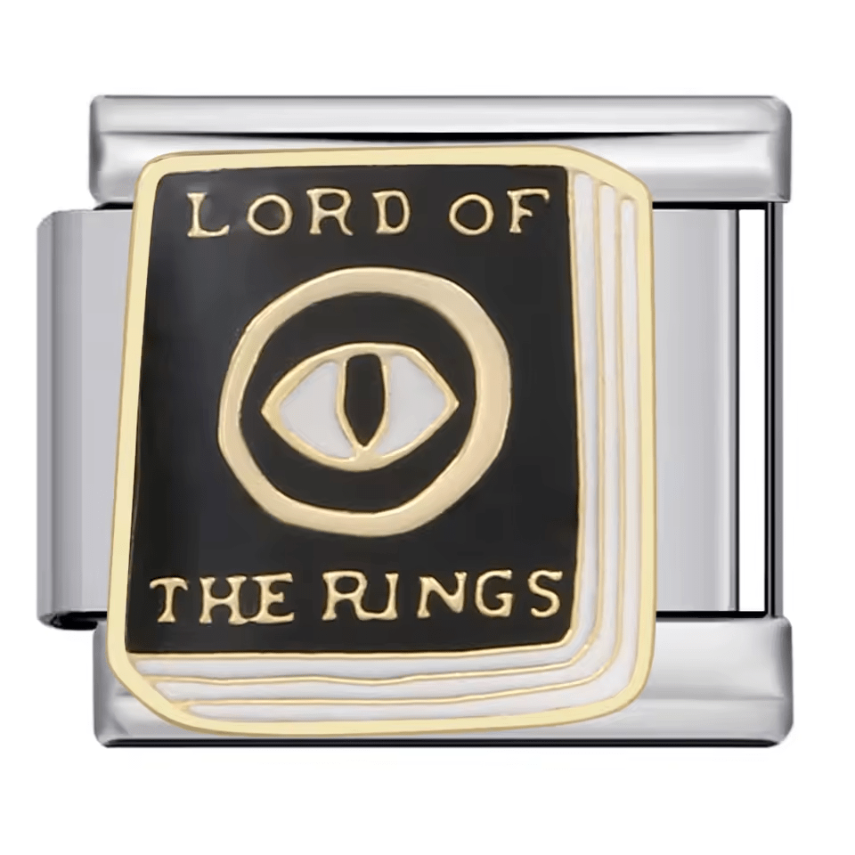 Fantasy eye Italian charm 9mm black gold bracelet link