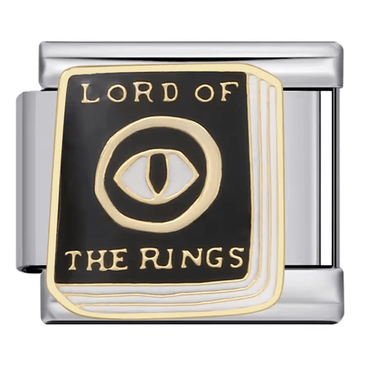 Fantasy eye Italian charm 9mm black gold bracelet link