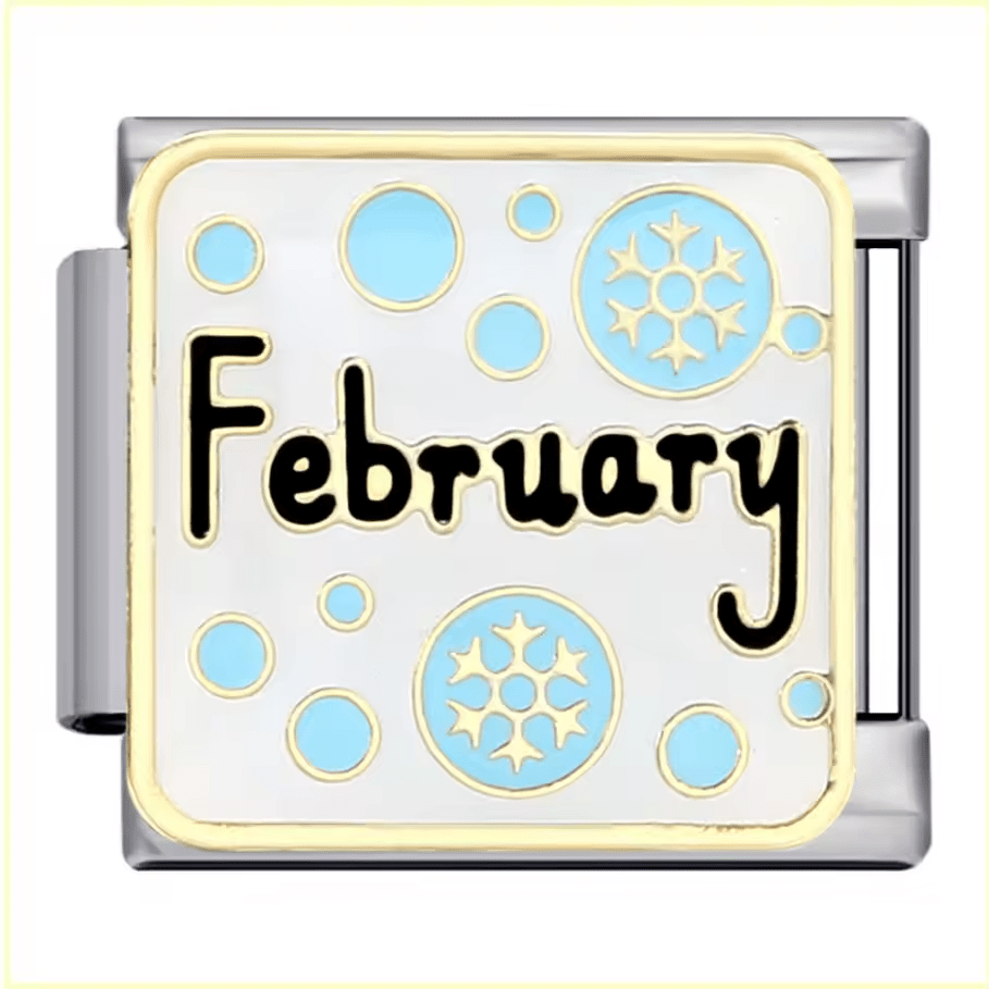 February Italian charm 9mm enamel month design