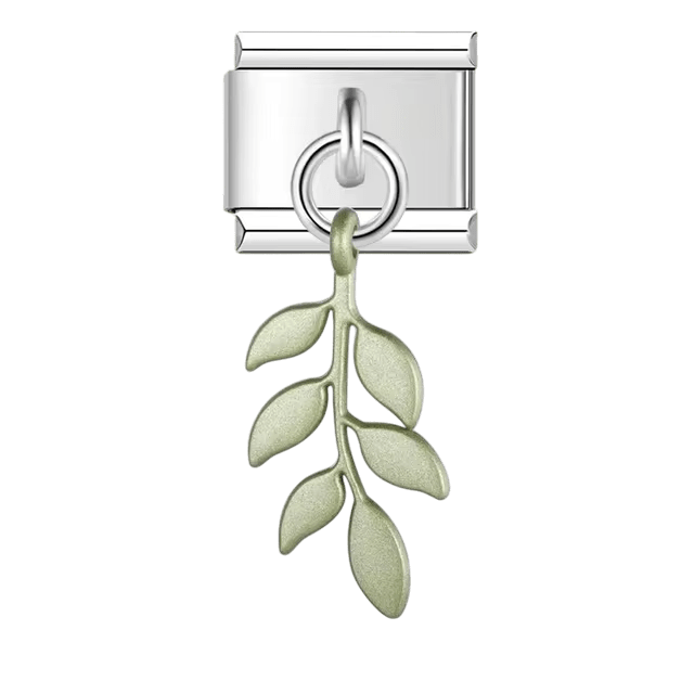 Fern leaf dangle Italian charm 9mm botanical charm for Italian charm bracelet