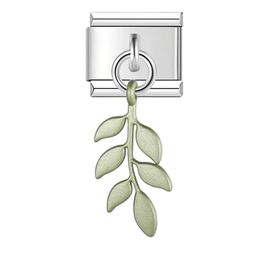 Fern leaf dangle Italian charm 9mm botanical charm for Italian charm bracelet