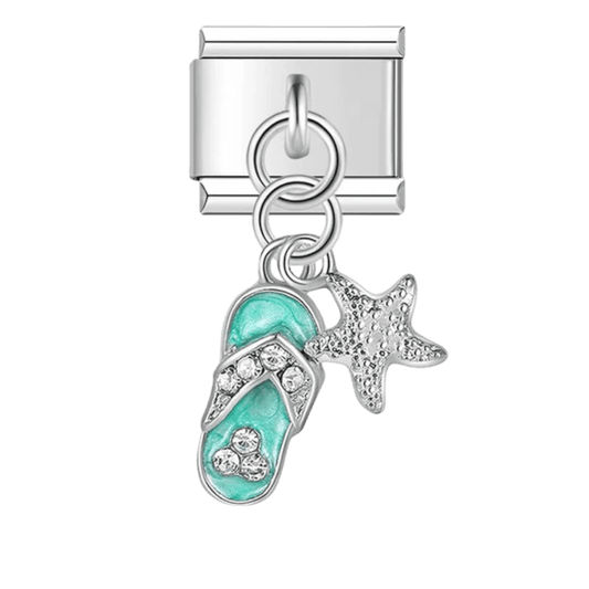 Flip flop and starfish dangle Italian charm 9mm beach charm for Italian charm bracelet