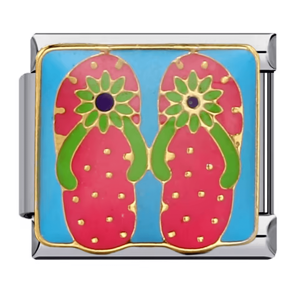 Flip flops Italian charm 9mm colorful summer sandal enamel charm