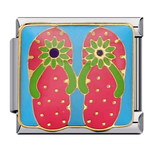Flip flops Italian charm 9mm colorful summer sandal enamel charm