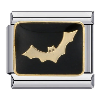 Flying bat Italian charm 9mm black background