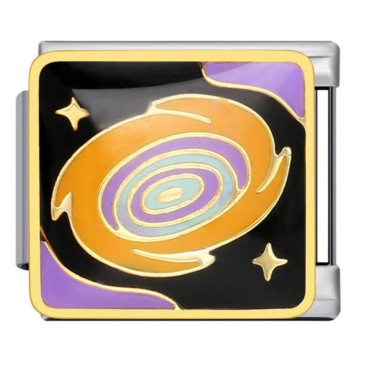 Galaxy Italian charm 9mm with swirling space-themed enamel design